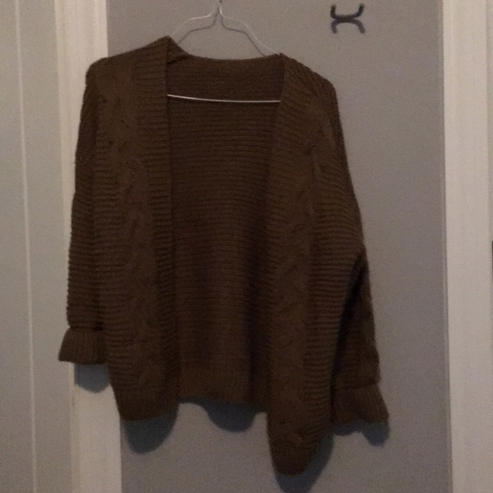 Brown oversized cardigan sweater